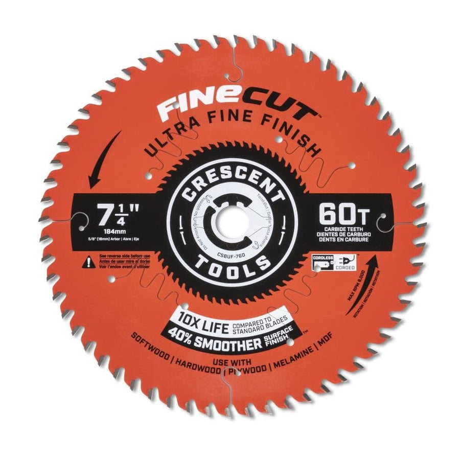 Crescent 7 1/4'' Circular Saw Blade X 60 Tooth Fine Cut Ultra Fine Finishing