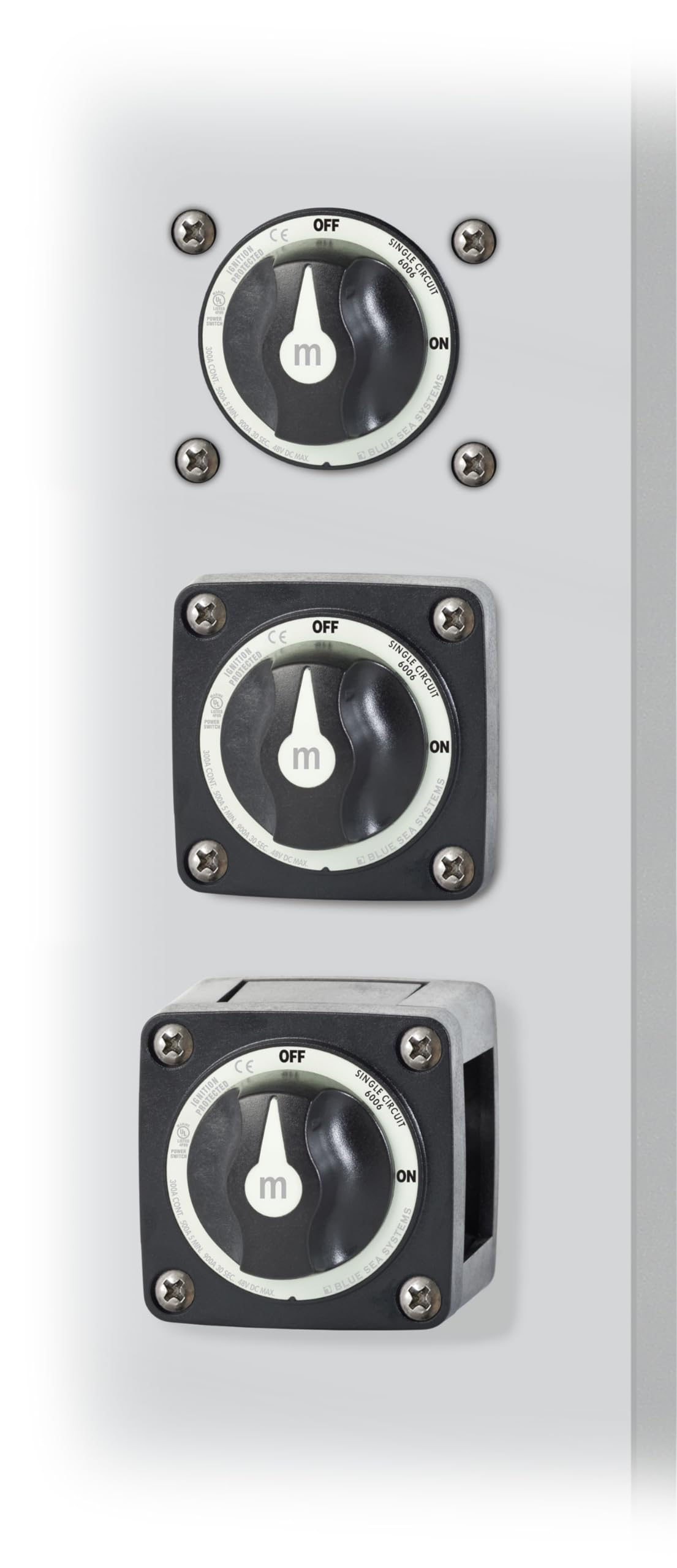 m-Series Blue Sea Systems Battery Switch ON/OFF with Knob, Black