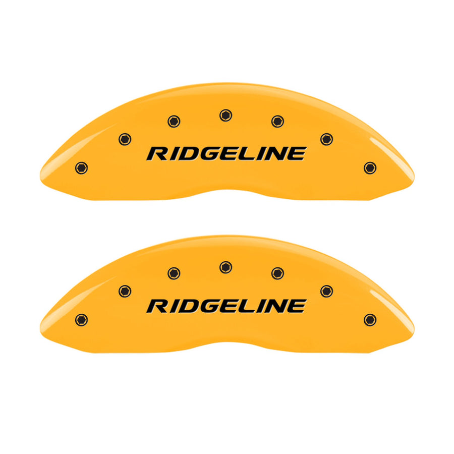 Brake Caliper Covers MGP Compatible with 2009-2025 Honda Pilot, 2017-2025 Honda Ridgeline - Powder-Coated Finish, 4PCS Front and Rear (Yellow - Ridgeline Engraving)