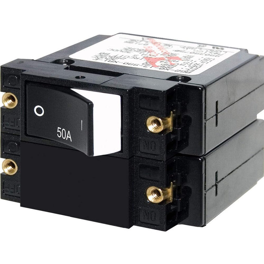 A-Series Blue Sea Systems Raised Rocker Double Pole 50A Circuit Breaker