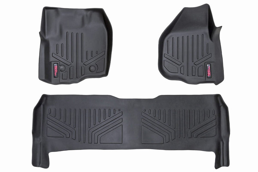 Rough Country Floor Mats for F-250/F-350 Ford Super Duty Crew Cab (2012-2016) - Non-Slip Waterproof Flexible Floor Mat, Front & Rear Set