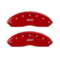 MGP Caliper Covers 'MGP' Engraved Front Caliper Cover with Red Powder Coat Finish and Silver Characters, 42009FMGPRD (Set of 2)