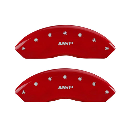 MGP 42007SMGPRD Caliper Covers 'MGP' Engraved with Red Powder Coat Finish and Silver Characters, (Set of 4)