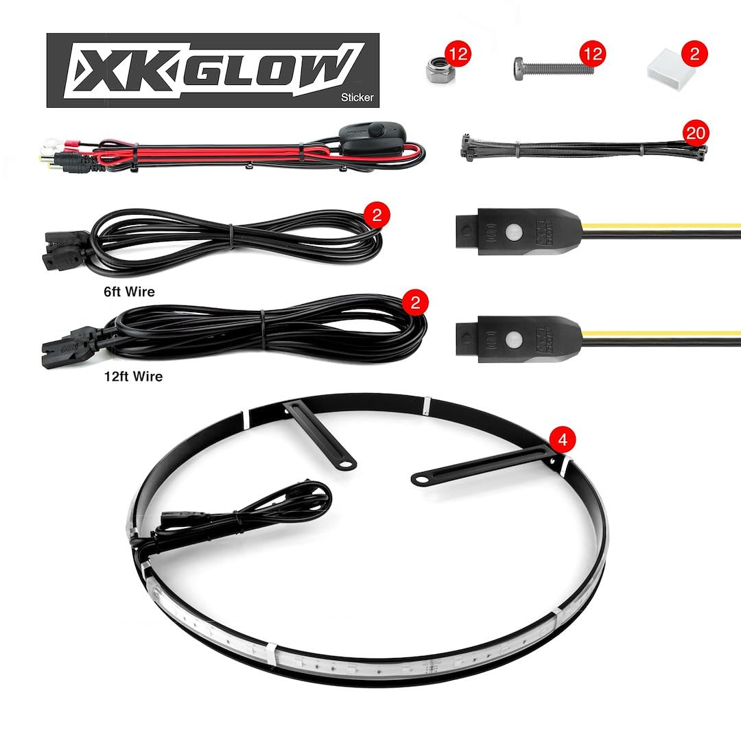 XK Glow 15 Inch XKWHEELKIT Wheel Ring Light Kit Car Accessories - 4 Pieces