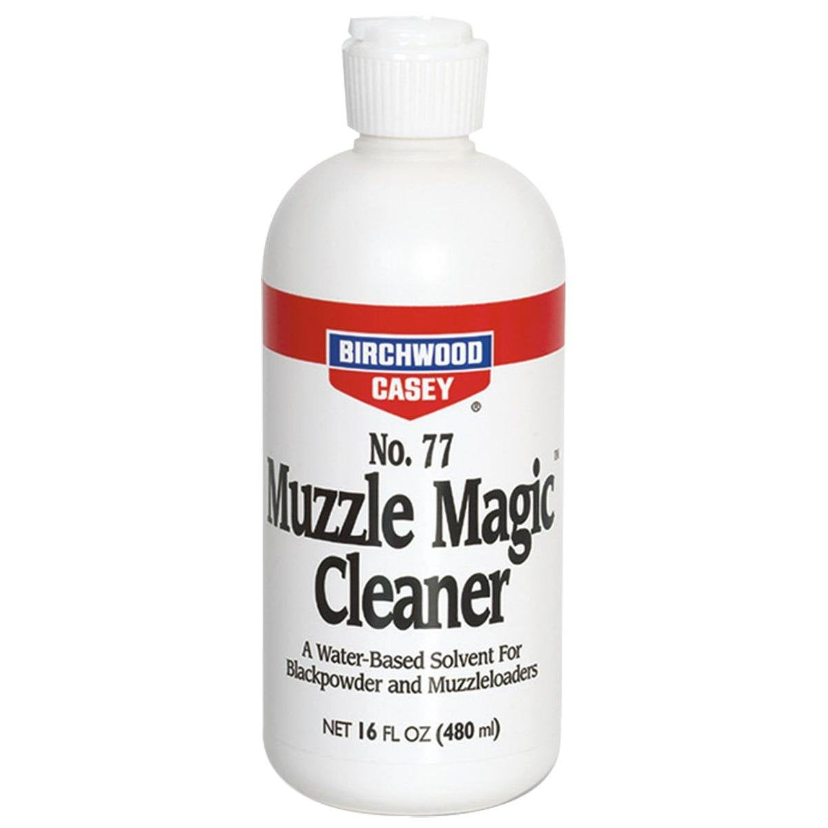 Muzzle Magic Birchwood Casey No.77 Gun Cleaner with Flip Top | Fast-Acting Water-Based Black Powder Solvent for Rust Prevention, 16oz Bottle