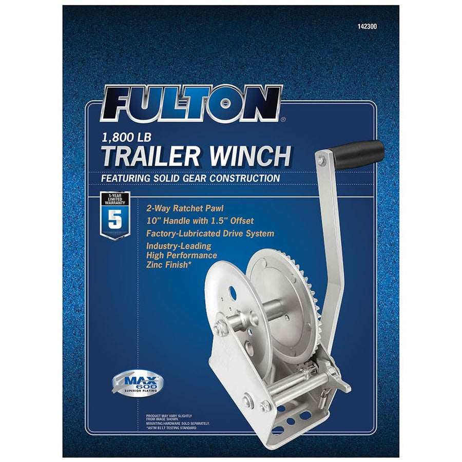 Trailer Fulton 142300 Winch, Single-Speed, 1,800 lbs. Capacity, No Strap