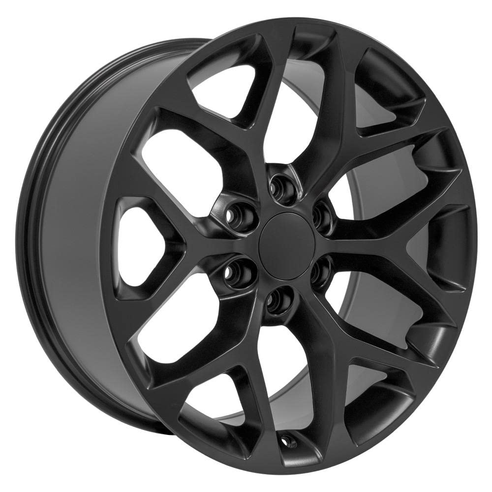 20 Inch OE Wheels CV98B Rim Fits Silverado 1500 Snowflake Style 6x139.7 20x9 Satin Black - Hollander 5668 (1)