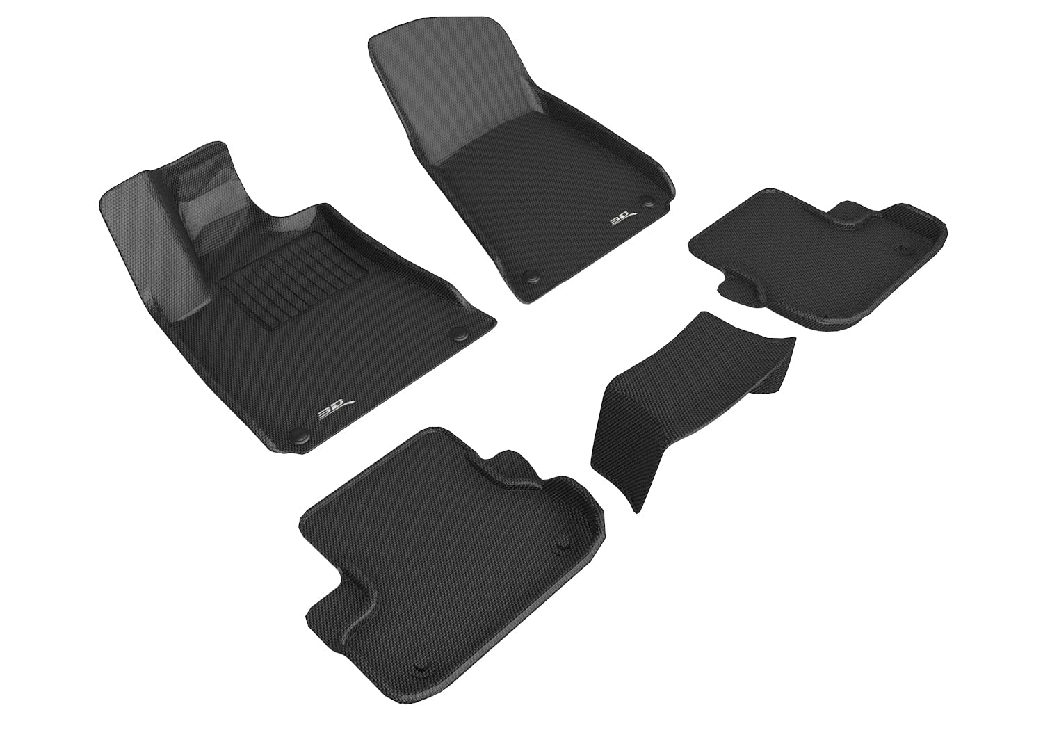 3D MAXpider KAGU Custom Fit Floor Mat (BLACK) Compatible For MASERATI GHIBLI 2013-2018 - Full Set