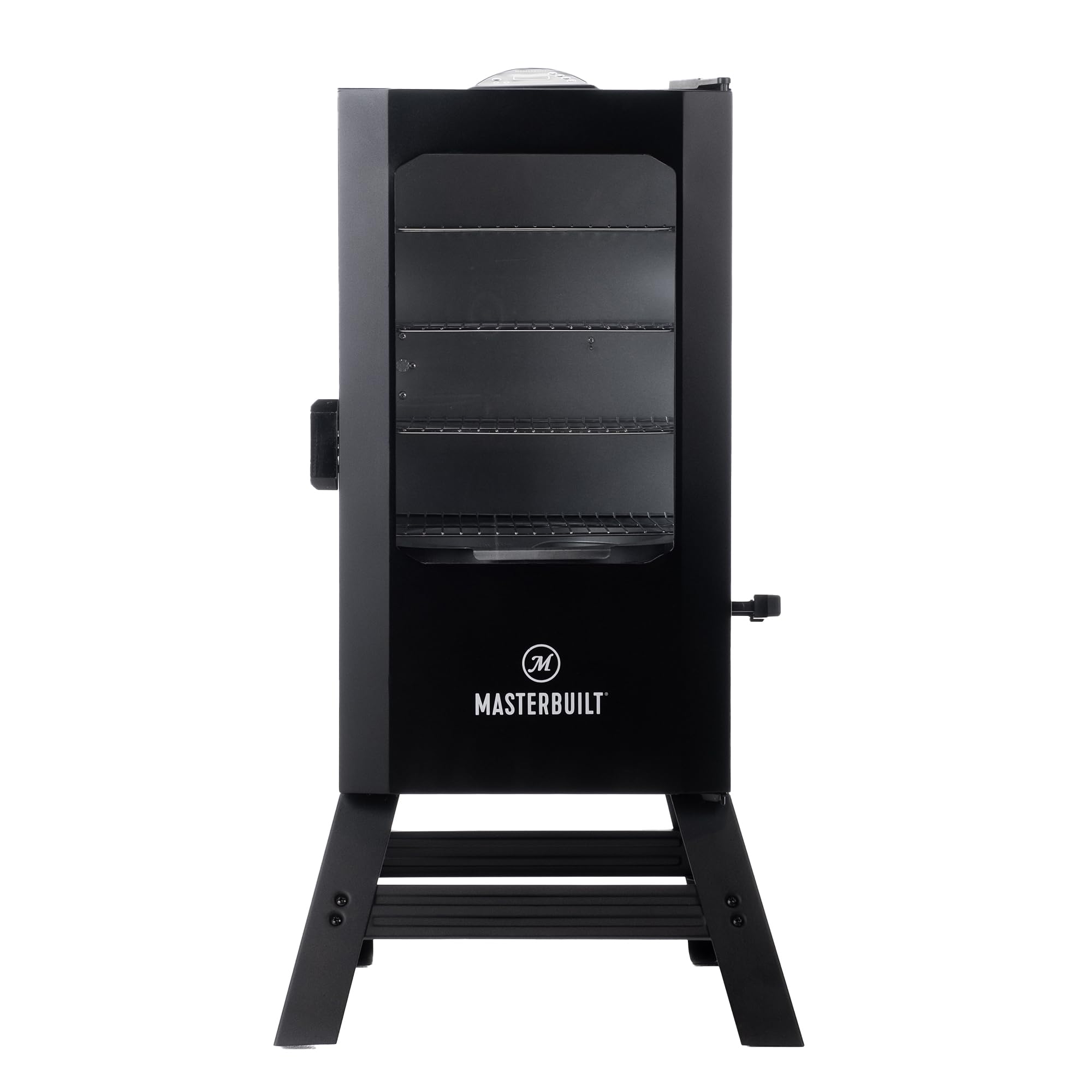 30-inch Masterbuilt® Digital Electric Vertical BBQ Smoker with Leg Kit, Side Wood Chip Loader and 710 Cooking Square Inches in Black, Model MB20070421
