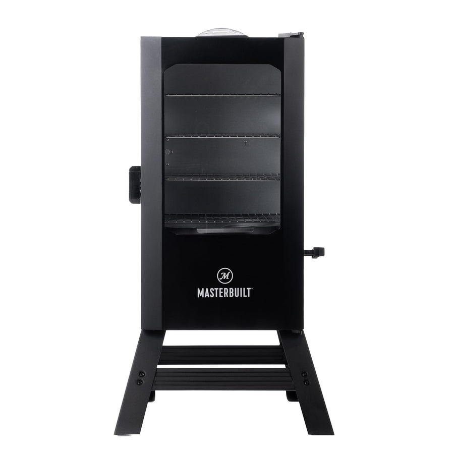 30-inch Masterbuilt® Digital Electric Vertical BBQ Smoker with Leg Kit, Side Wood Chip Loader and 710 Cooking Square Inches in Black, Model MB20070421