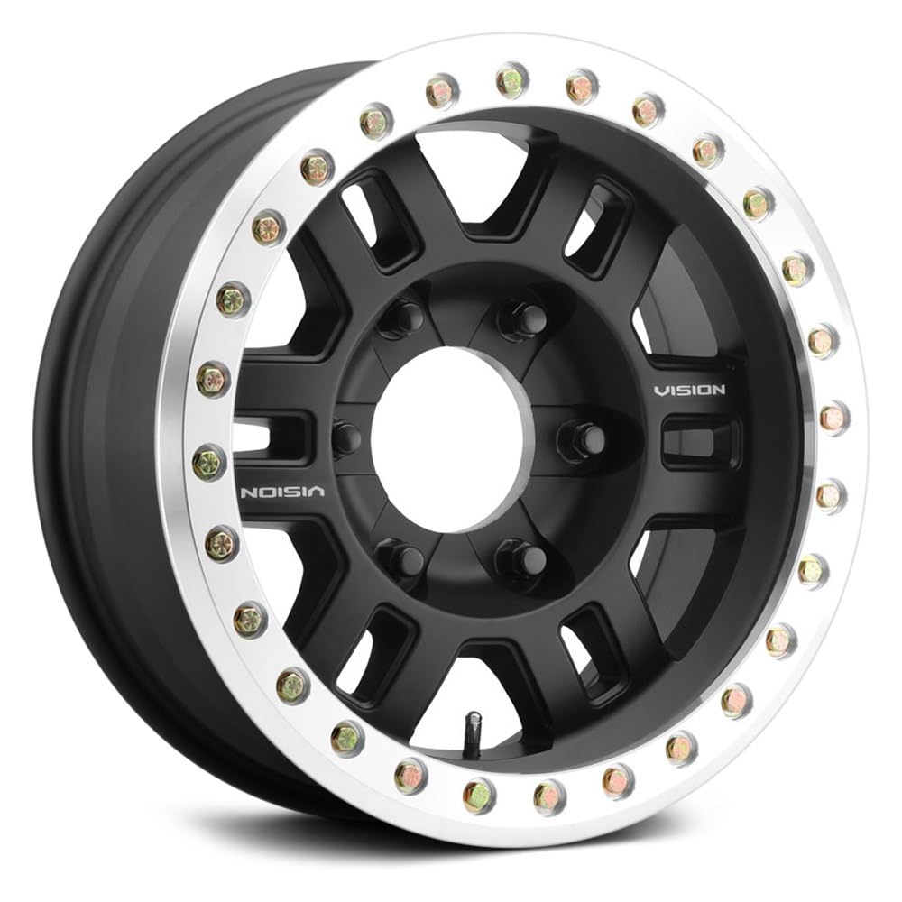 Custom Wheel Vision 398 MANX BEADLOCK - 17x8.5, -15 Offset, 6x139.7 Bolt Pattern, 110mm Hub - Gloss Black Rim