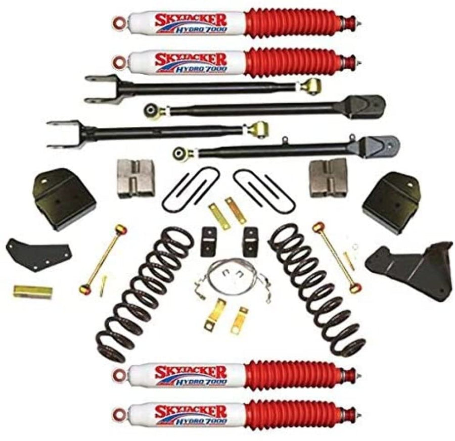 Skyjacker Suspension Lift Kit F84024K-H w/Shock 4 in. Lift 4-Link Conversion Front Coil Springs Track Bar Drop Bracket Radius Arm Drop Bracket Steering Stabilizer