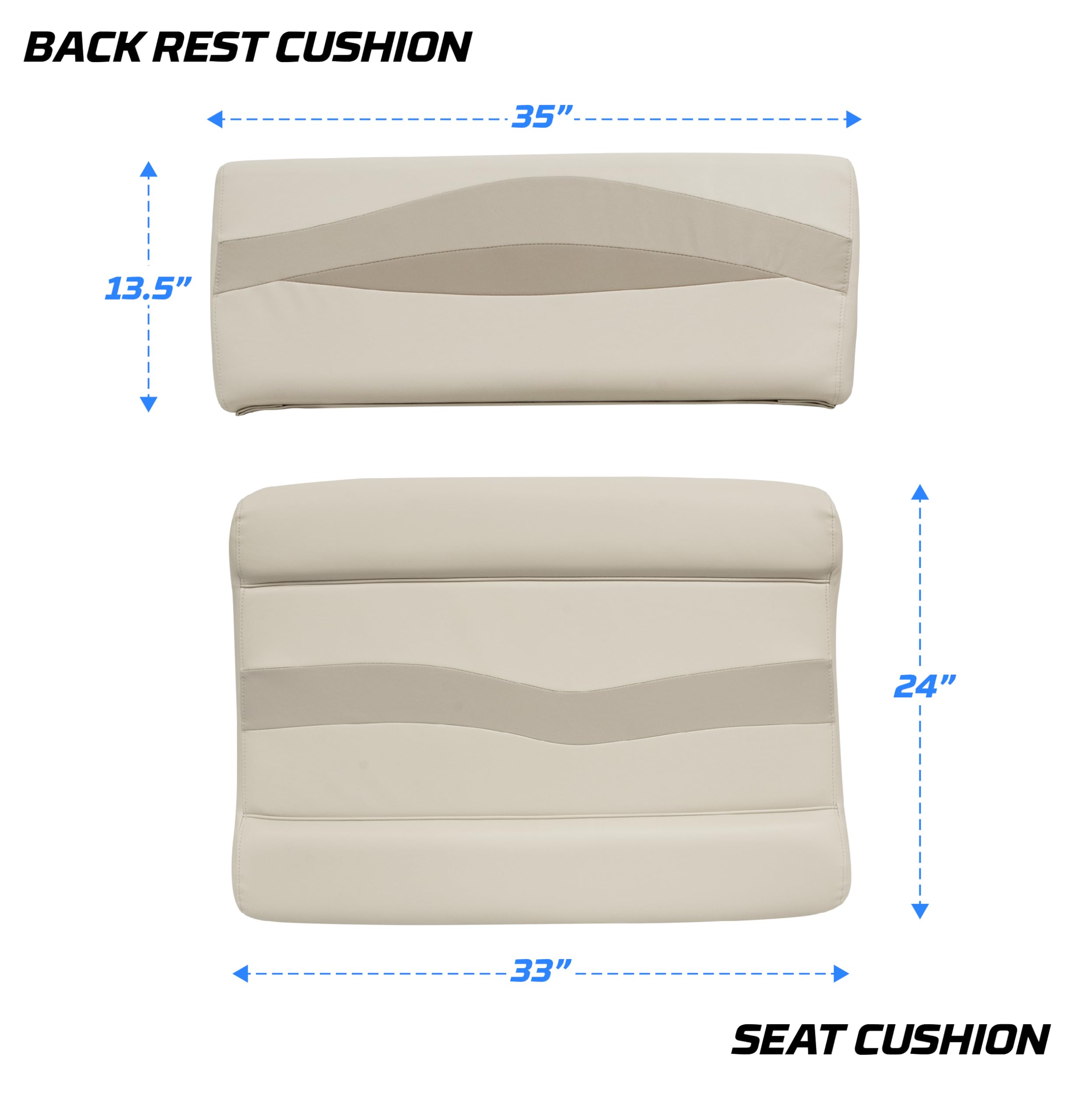 Wise Premier Series BM1152-1066 Pontoon Flip-Flop Seat Cushion Set, Stone/Mocha Java/Khaki