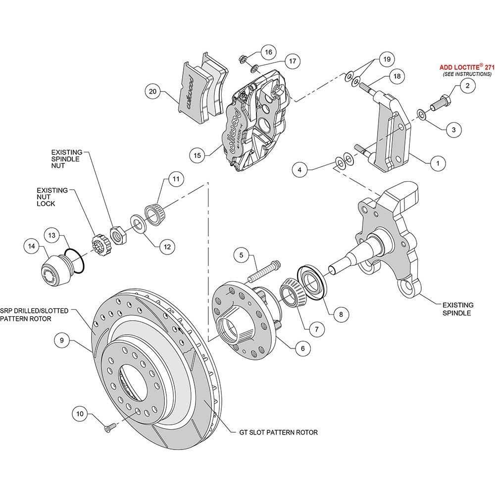 1PC Rtr Kit, FNSL6R Front Hub,12.88"-Red