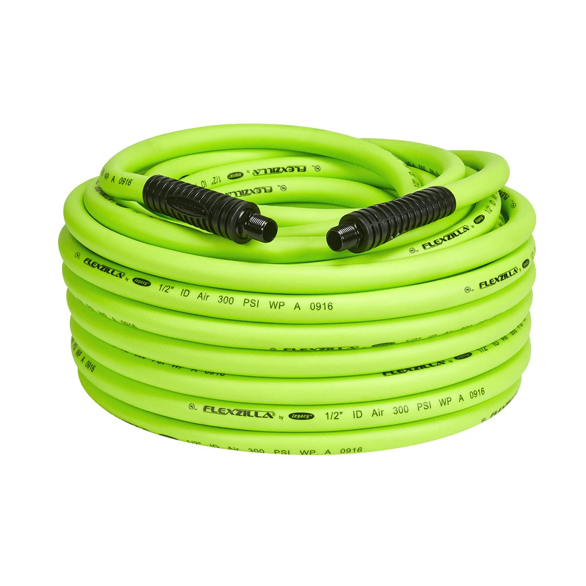 Air Hose Flexzilla, 1/2 in. x 100 ft., 3/8 in. MNPT Fittings, Heavy Duty, Lightweight, Hybrid, ZillaGreen - HFZ12100YW3