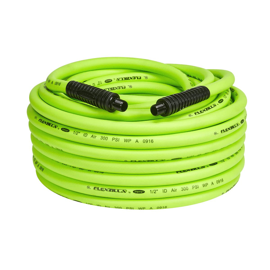 Air Hose Flexzilla, 1/2 in. x 100 ft., 3/8 in. MNPT Fittings, Heavy Duty, Lightweight, Hybrid, ZillaGreen - HFZ12100YW3