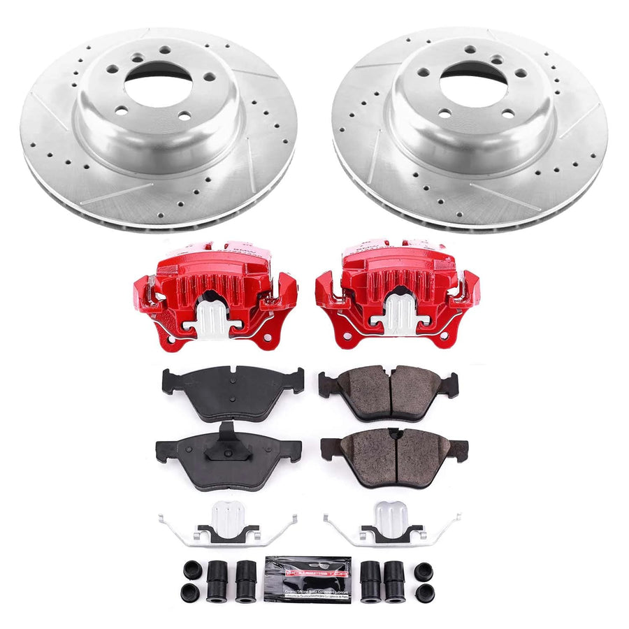 Power Stop Z23 KC6578, Front Brake Caliper Kit-Drilled/Slotted Rotors, Carbon Ceramic Pads, Calipers For BMW Z4 2009-2010 [Model Specific]