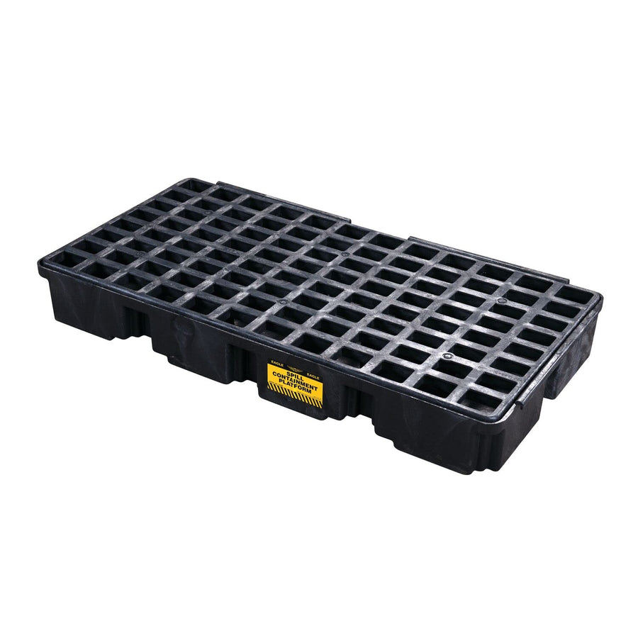 2 Eagle Drum Spill Platform with Forklift Pockets, 26.25"x51"x6.5", 30 Gallon Sump, 5,000 lbs. Load Capacity Containment Tray, Made in USA, Black, 1632B