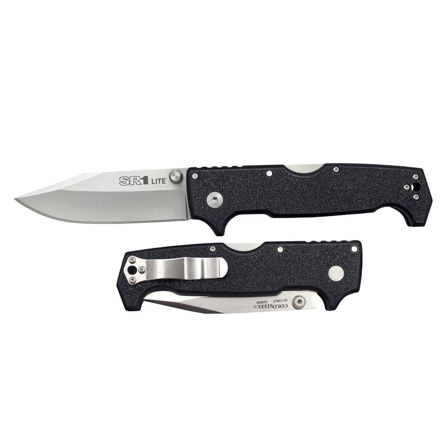 SR1 Lite Cold Steel 8Cr14MoV Steel 4" Clip Point Blade Griv-Ex Handle Folding Knife with Tri-Ad Locking Mechanism, Boxed