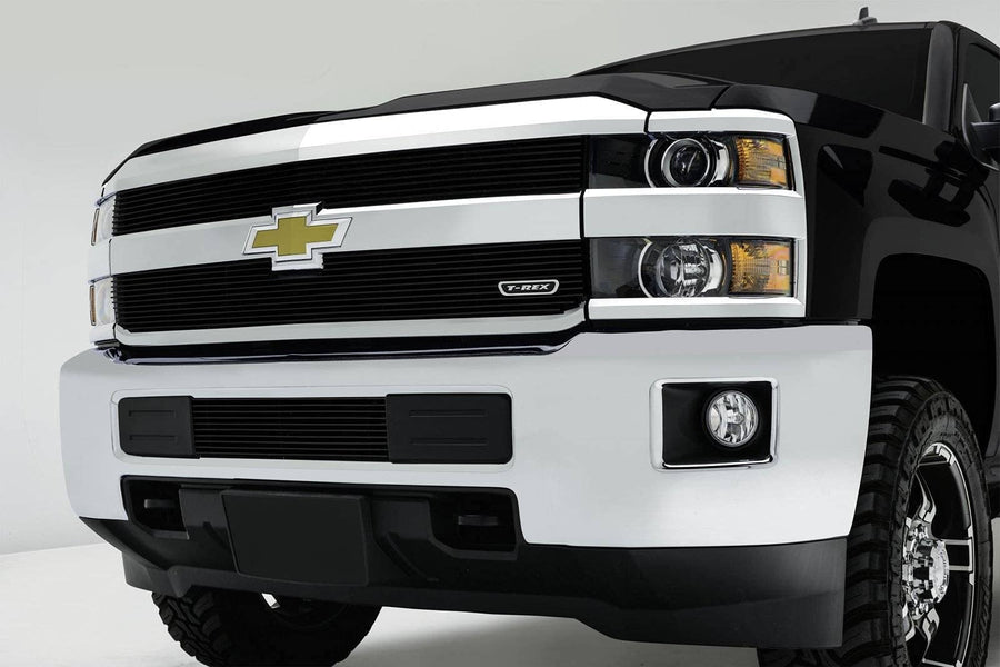Grilles T-Rex 2015-2019 Silverado 2500, 2015-2017 3500 Billet Grille, Black, 2 Pc, Overlay - PN #21122B