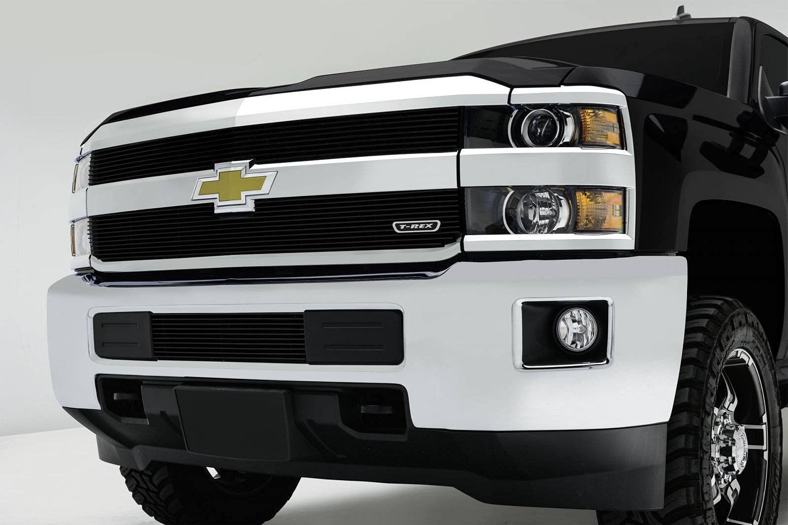 Grilles T-Rex 2015-2019 Silverado 2500, 2015-2017 3500 Billet Grille, Black, 2 Pc, Overlay - PN #21122B