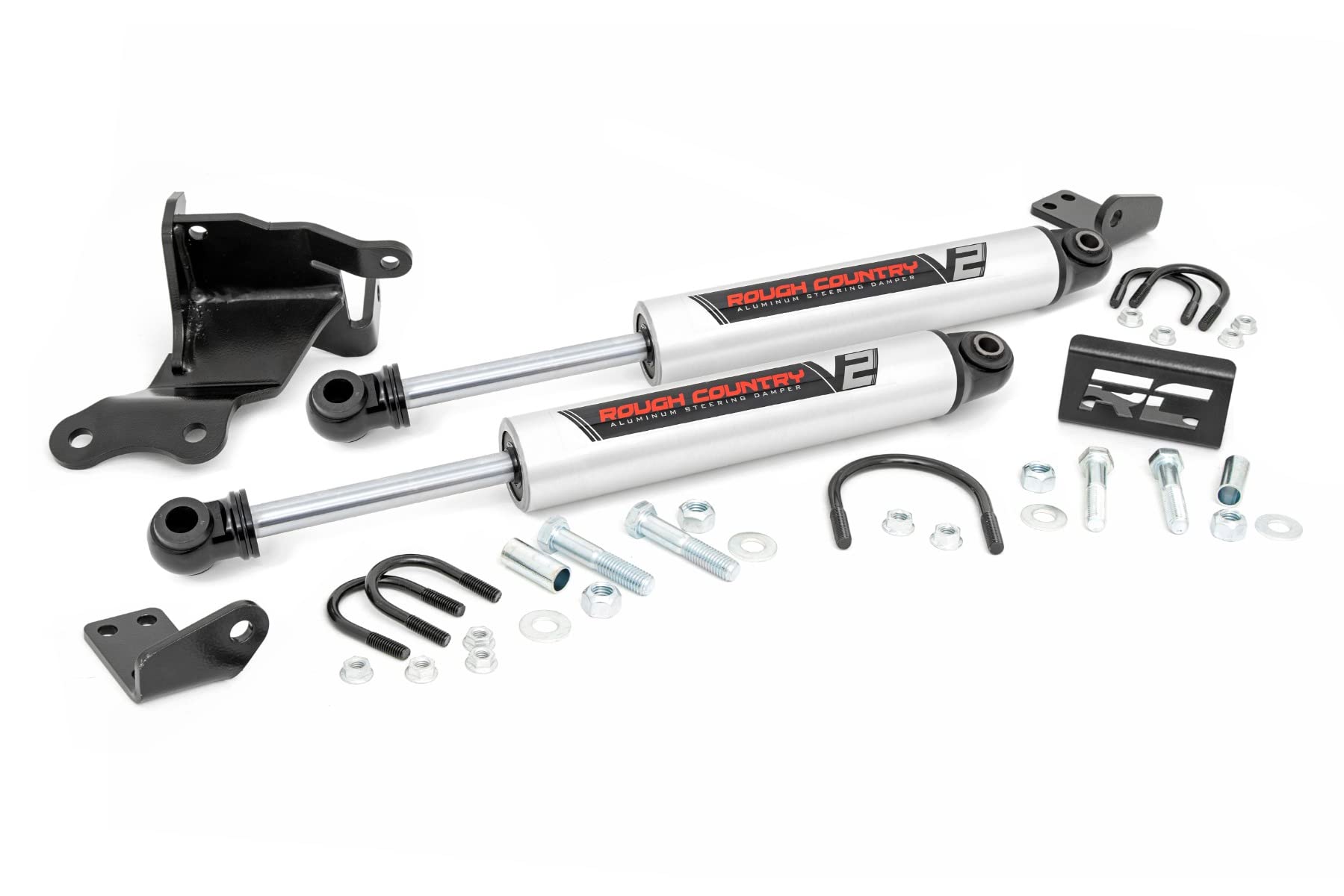 Rough Country V2 Steering Dual Stabilizer for Jeep Gladiator JT & Wrangler JL (2018-2025) with 2.5-8" Lift - Reduces Bump Steer & Vibration, Improves Control
