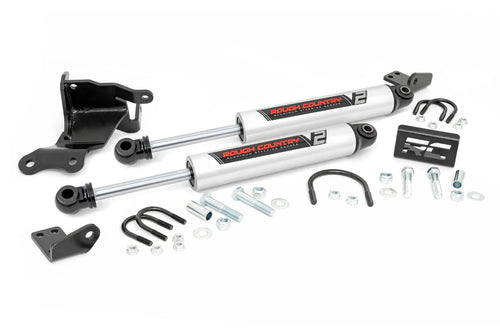 Rough Country V2 Steering Dual Stabilizer for Jeep Gladiator JT & Wrangler JL (2018-2025) with 2.5-8" Lift - Reduces Bump Steer & Vibration, Improves Control