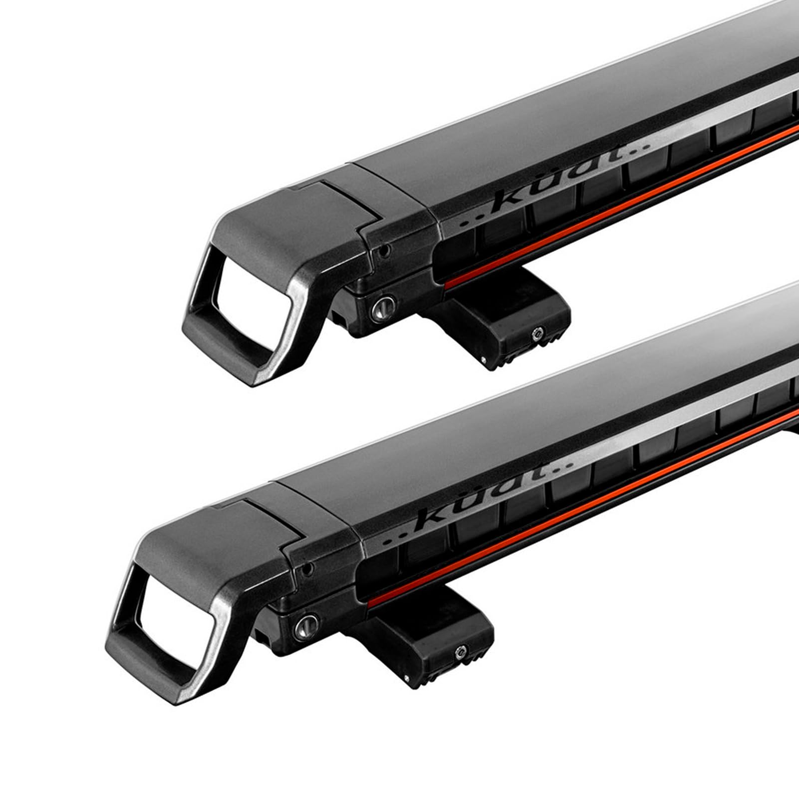 Grip 6 KUAT Durable Universal Car SUV Rooftop Crossbars Mounted Winter Sports Gear Hauling Transportation Slide-Out Locking Clamshell Rack, Fits 6 Skis/4 Snowboards - Gray Metallic with Orange Anodize