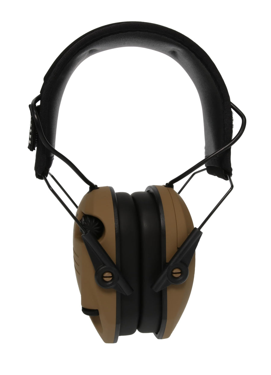 Walker's Razor Slim Ultra Low Profile Compact Design Adjustable Hearing Protection Range Shooting Hunting Electronic Earmuffs, Battle Brown - Patriot Series