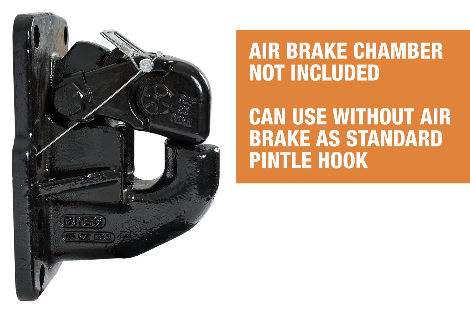 50 Ton Buyers Products Air Compensated Pintle Hook, 10-Hole Mount – Heavy Duty Pintle Hook Hitch for Trailer, Truck, Semi, Adjustable Pintle Hitch, Bolt-On, Durable, Tows Up to 100,000 lbs