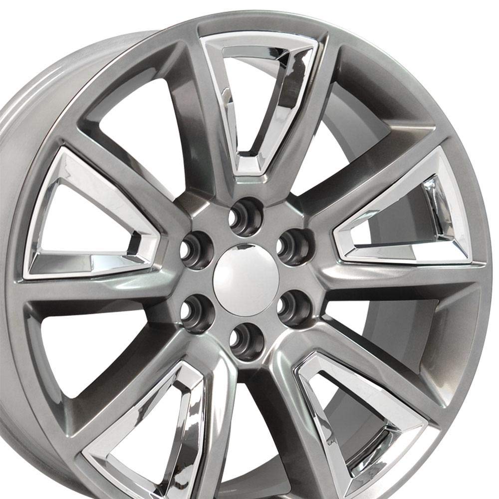 22 Inch OE Wheels CV73B Rim Fits Tahoe Style 6x139.7 22x9 Gloss Hyper Black with Chrome Insert - Hollander 5696 (1)