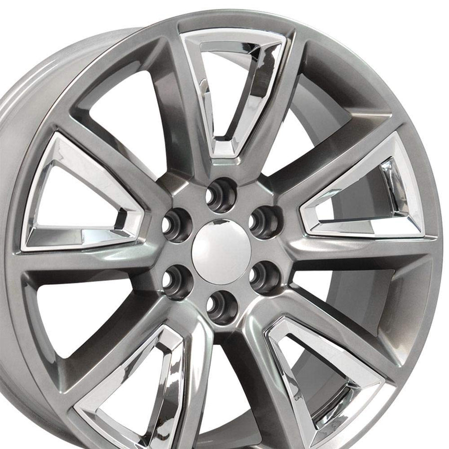 22 Inch OE Wheels CV73B Rim Fits Tahoe Style 6x139.7 22x9 Gloss Hyper Black with Chrome Insert - Hollander 5696 (1)