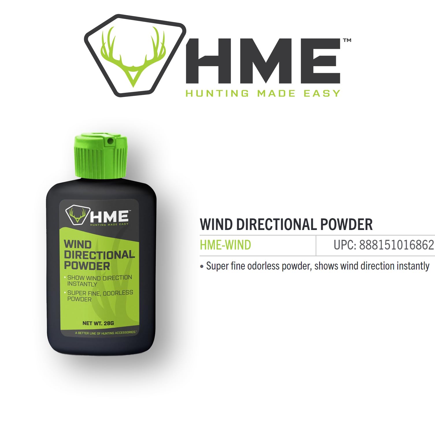 HME Portable Wind Indicator Lightweight Pocket Size Simple to Use Wind Direction Detection Powder - 28 Grams Capacity