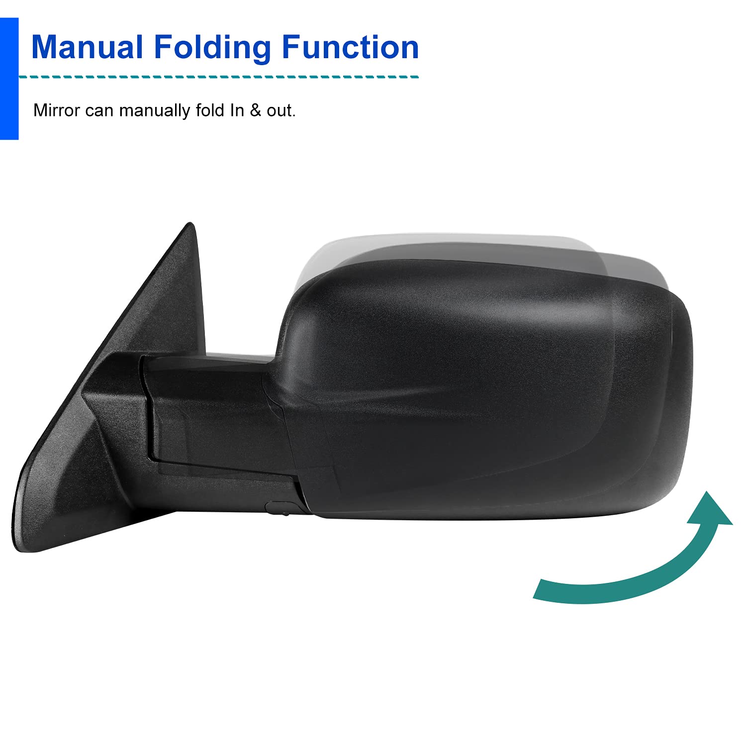 Left Driver Side View Mirror Spec-D Tuning Manual Compatible with 2009-2018 Dodge Ram 1500, 2019-2021 Classic