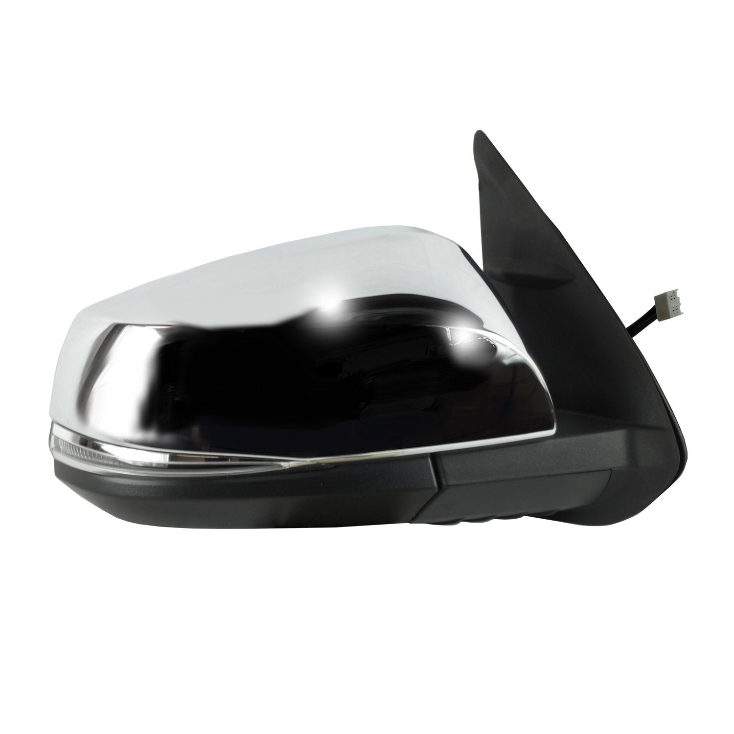 Mirror Passenger Side for Toyota Tacoma, Textured Black w/Chrome Cover, w/Turn Signal, Foldaway, w/o Puddle lamp, w/o spot Mirror, w/o Blind spot Detection System, Heated Power (70217T)
