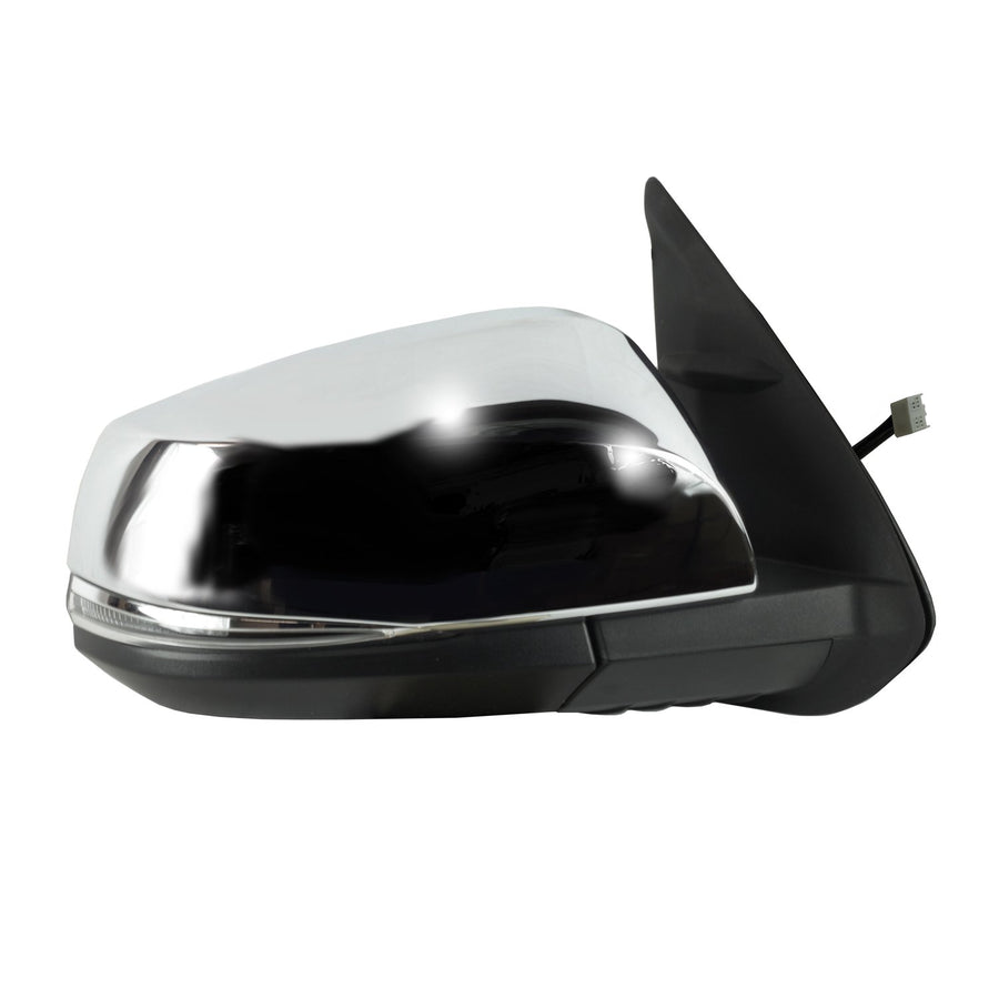Mirror Passenger Side for Toyota Tacoma, Textured Black w/Chrome Cover, w/Turn Signal, Foldaway, w/o Puddle lamp, w/o spot Mirror, w/o Blind spot Detection System, Heated Power (70217T)
