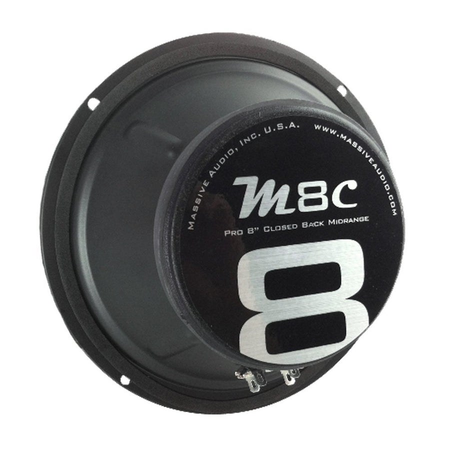 8” Massive Audio M8C Closed Back Mid-Range Speaker | 250W Max Power, 8 Ohm, Pro Car Audio Driver, Sealed Enclosure Design, Loud & Clear Midrange for Car, Motorcycle & Custom Sound Systems