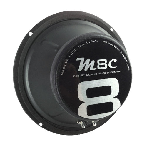 8” Massive Audio M8C Closed Back Mid-Range Speaker | 250W Max Power, 8 Ohm, Pro Car Audio Driver, Sealed Enclosure Design, Loud & Clear Midrange for Car, Motorcycle & Custom Sound Systems