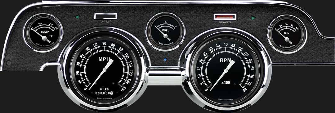 Classic Instruments Traditional MU67TR 5 Gauge Package Black Bezel Fits 1967-1968 Mustang