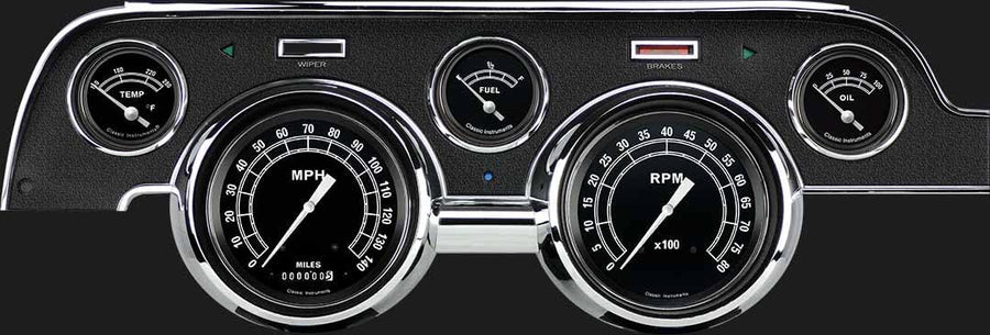Classic Instruments Traditional MU67TR 5 Gauge Package Black Bezel Fits 1967-1968 Mustang