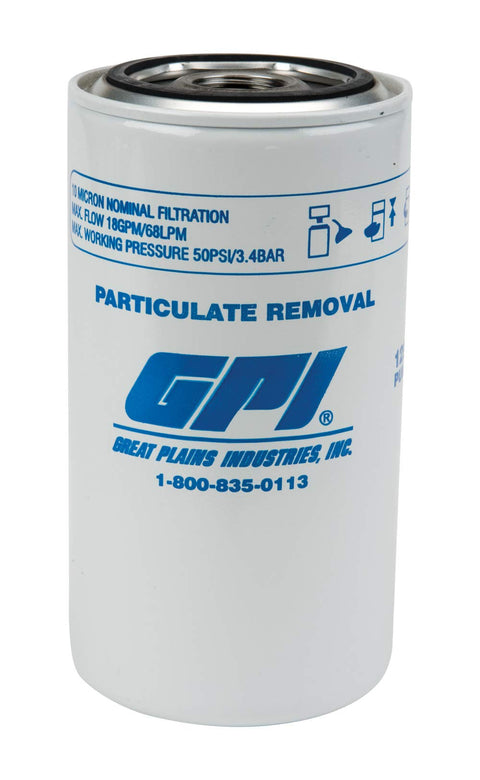 Particulate Filter GPI P-18-10-1, 18 GPM (67L/min), 10 Micron, 1-12 UNF (GPI Genuine Accessory 129300-01)