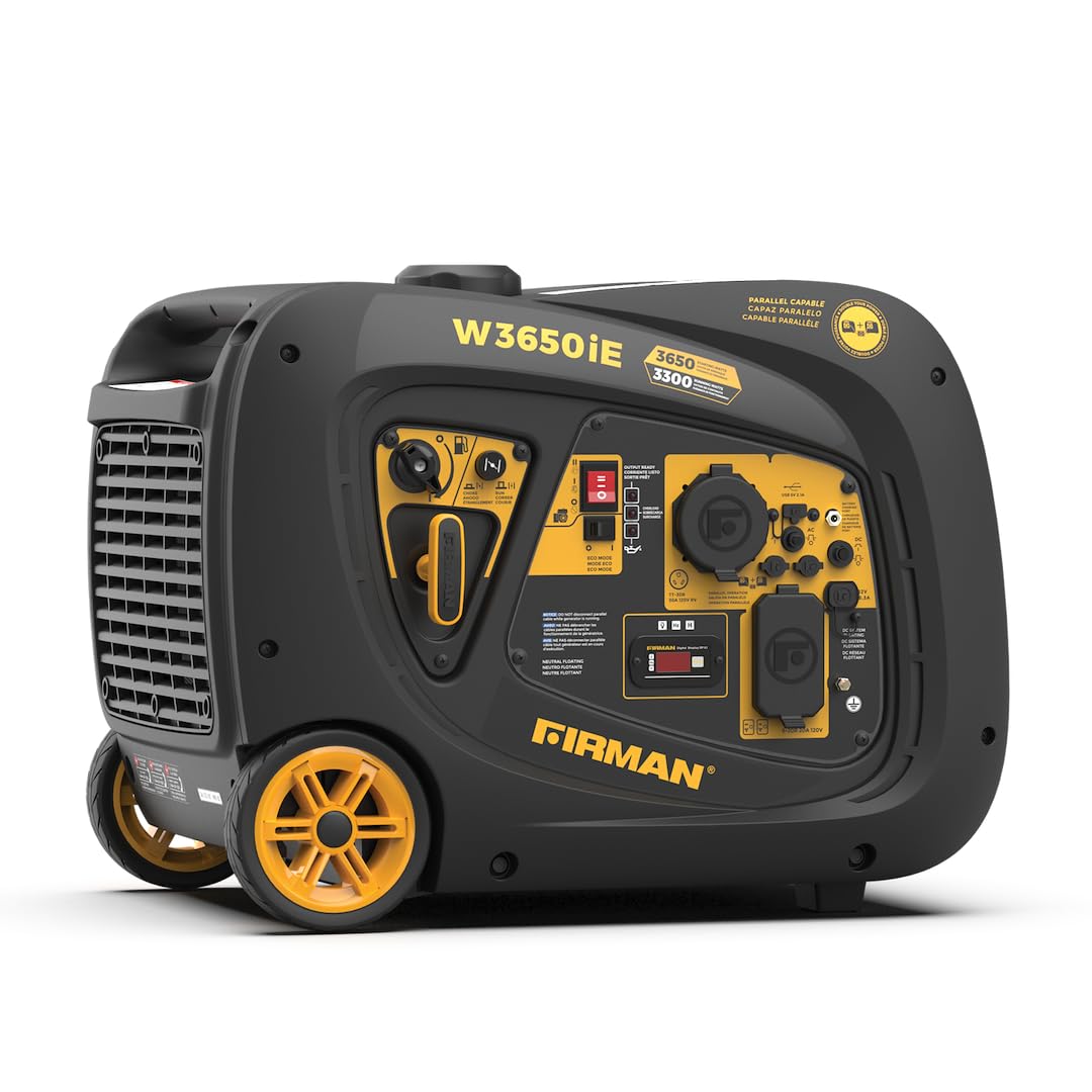 W03382 Firman Inverter 3650/3300W Electric Start Gasoline Powered Parallel Ready Portable Generator Black