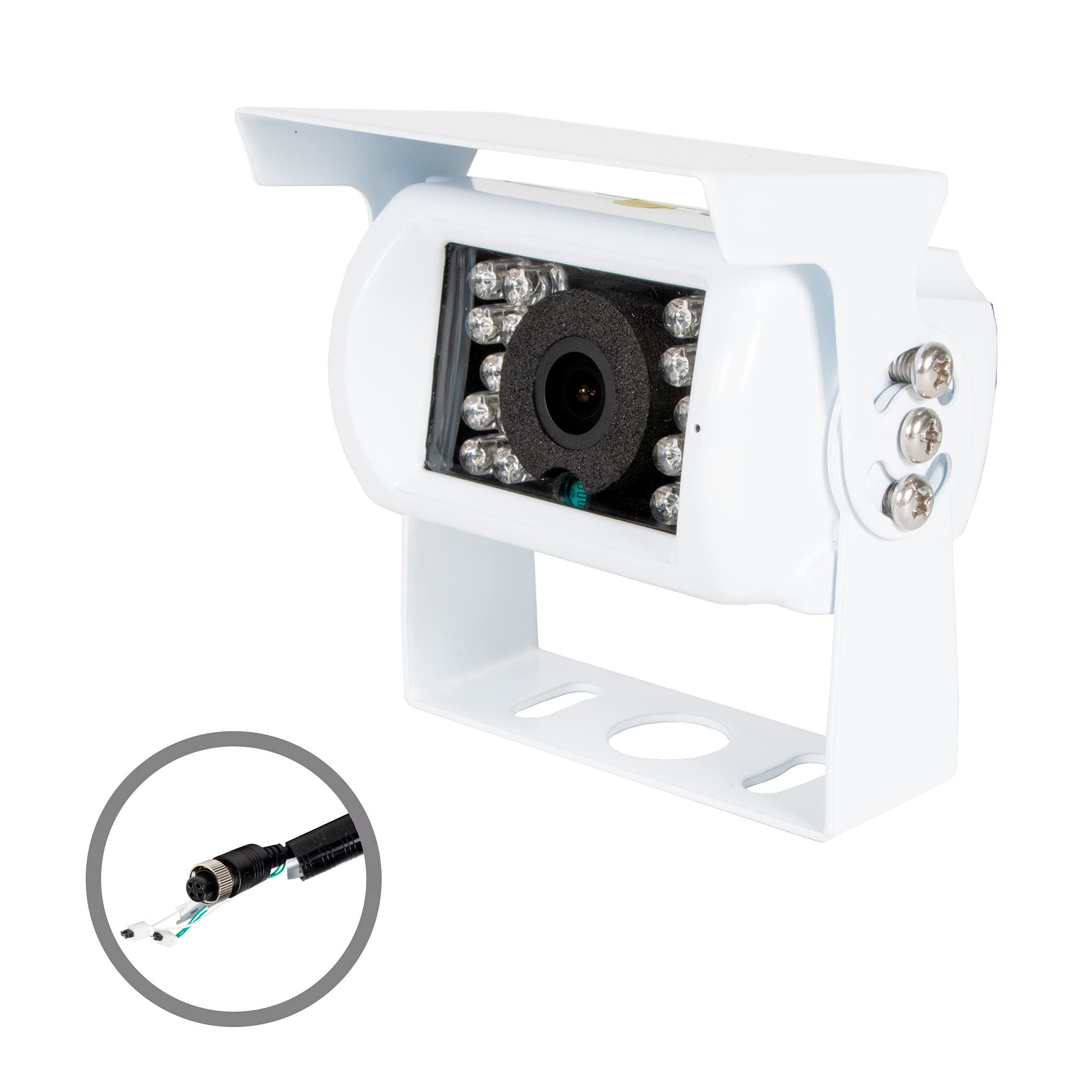Universal Backup Camera RYDEEN CM-R1000P/W Commercial with CMOS NightVision, 50-feet (18-IR Lights), Waterproof, Metal Housing, Built-in Mic for Sound, for RVs, Delivery Vans, Trucks (White)