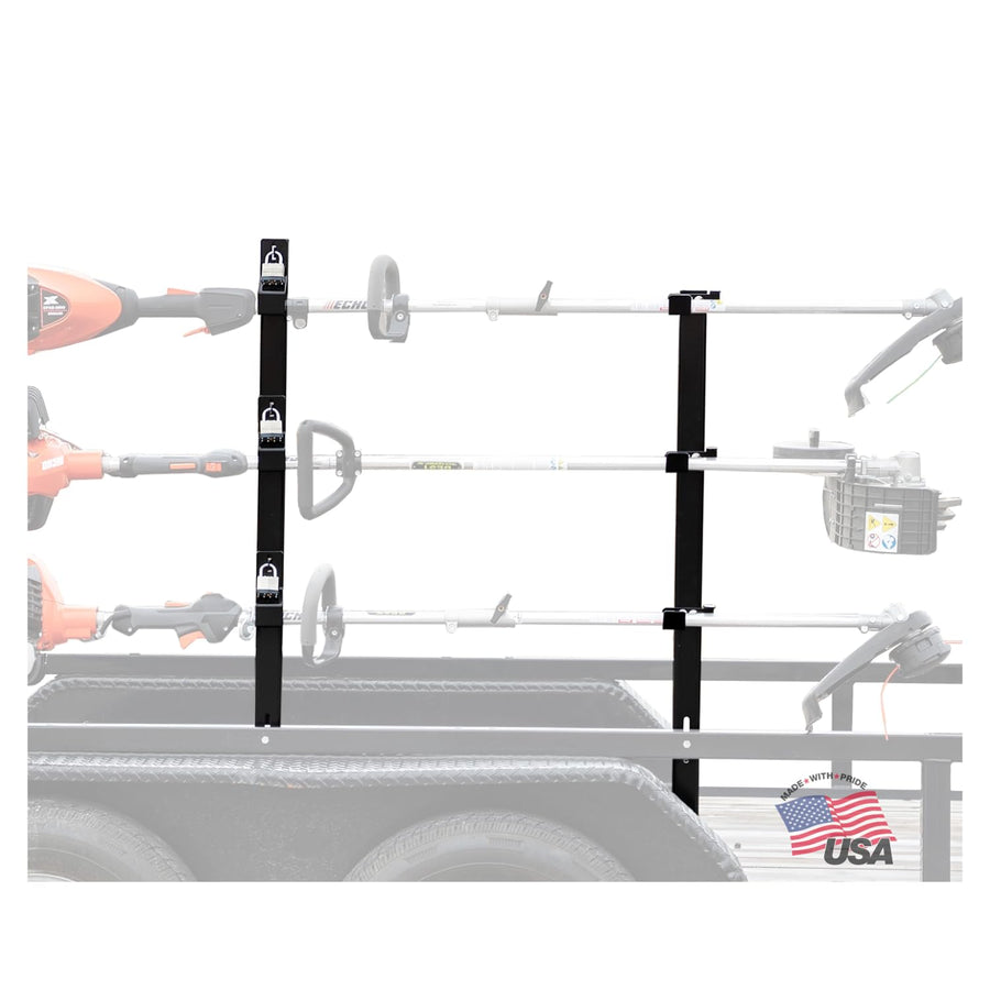 Buyers Products 3-Position Trimmer Rack for Open & Enclosed Landscape Trailers, Holds 3 Weed-Eaters, Made in The USA, Lawn Care Equipment, Landscape Equipment