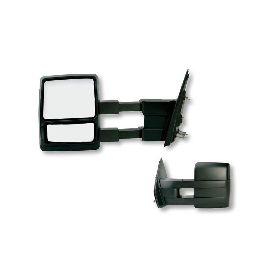 K Source Towing Mirror Pair Extebdable for 2004-2014 F150, Textured Black, Manual, Adjustable, Dual Lens, Convex & Flat Mirror, Foldaway
