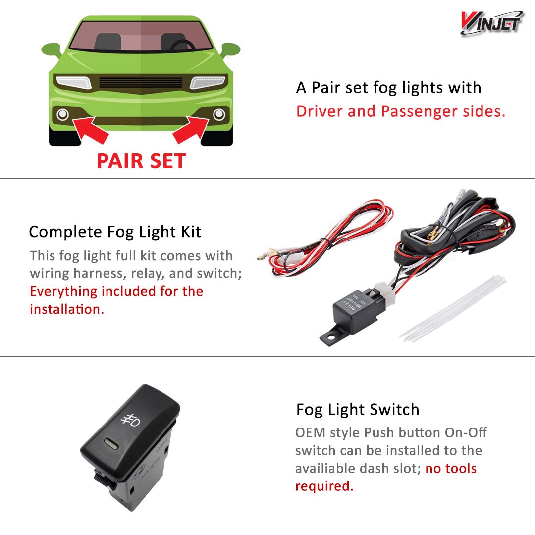 OEM Series Winjet for [1999-2000 Honda Civic] Driving Fog Lights + Switch + Wiring Kit