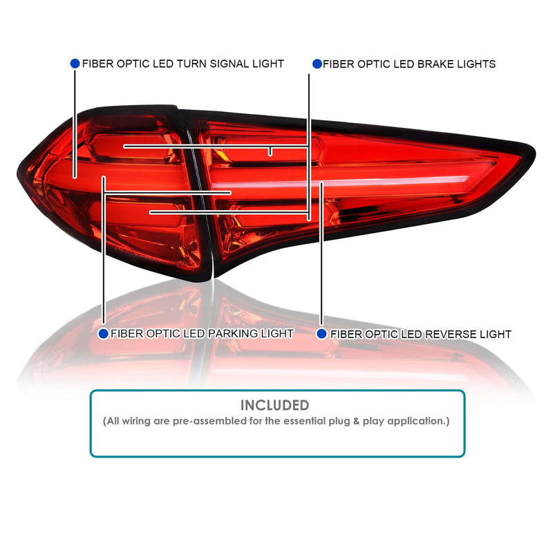 Spec-D Tuning Chrome Red Full LED Tail Lights Compatible with 2016-2018 Hyundai Tucson, Left + Right Pair Assembly
