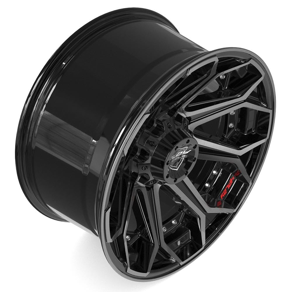 4PLAY Wheels 20 Inch Rim 4P80R Fits 8x180 20x10 Gloss Black Brushed with Tinted Clear (1)