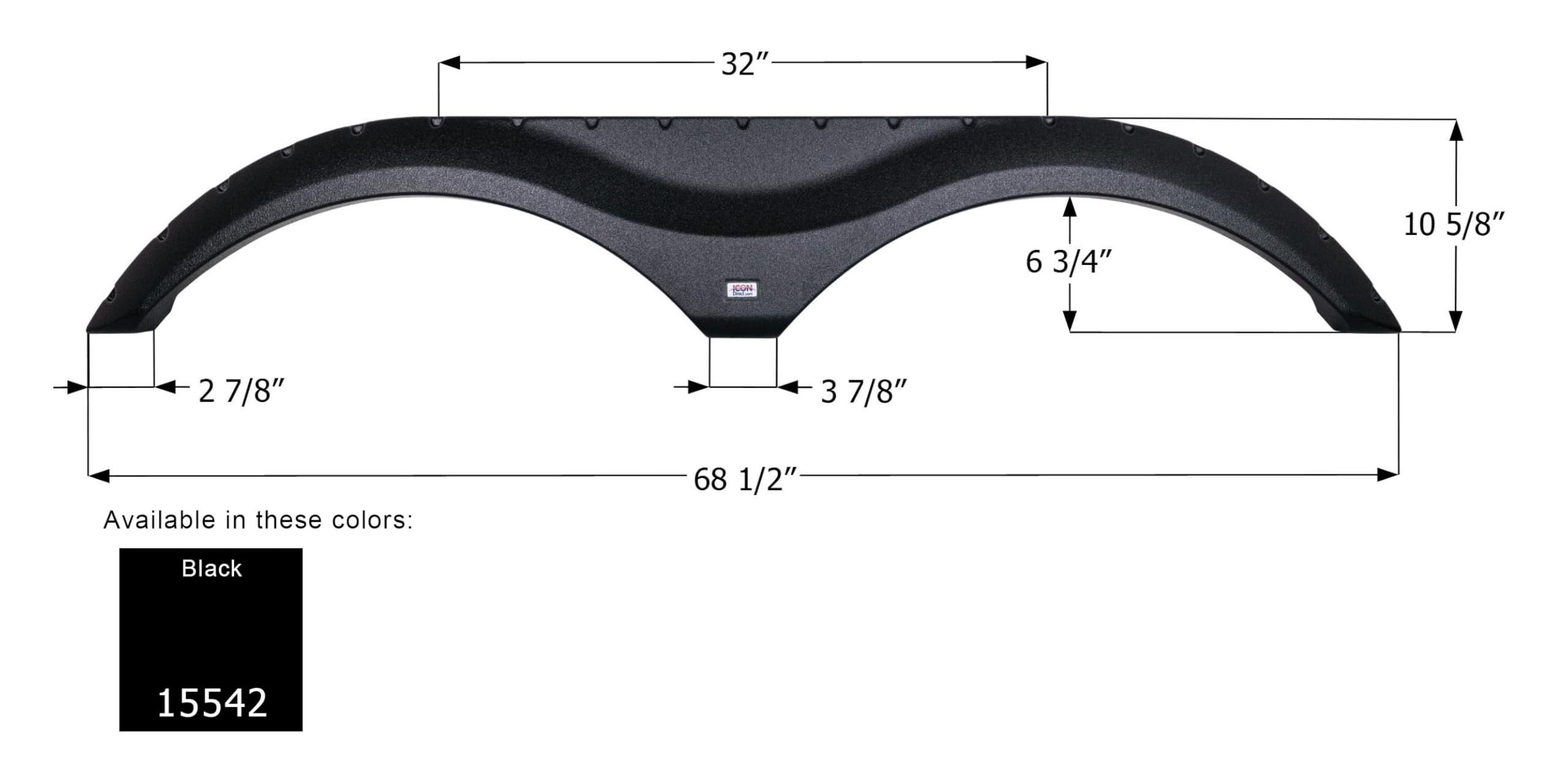 Tandem Axle Fender Skirt Icon 15542 for Dutchmen - Black