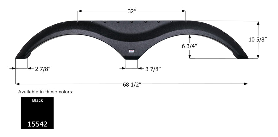 Tandem Axle Fender Skirt Icon 15542 for Dutchmen - Black